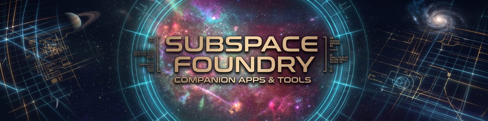 Subspace Foundry: companion apps and tools across a nebula starfield